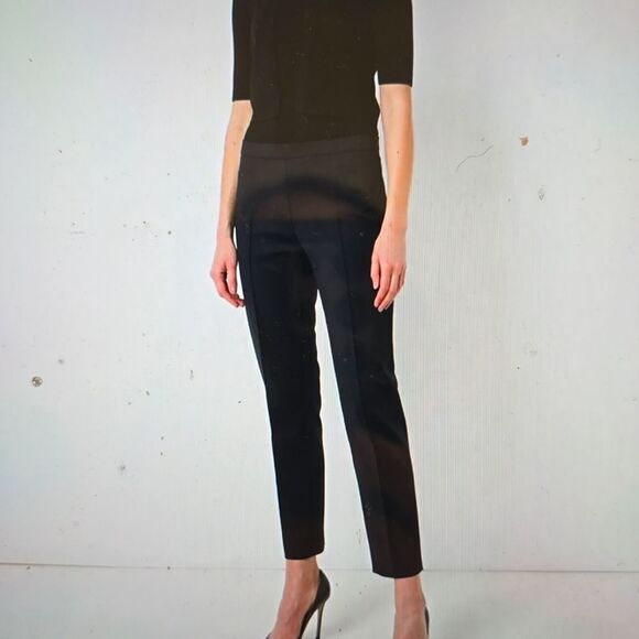 Akris  Pants Womens 12 Navy blue, Flat side Zippet Slacks - Picture 1 of 15